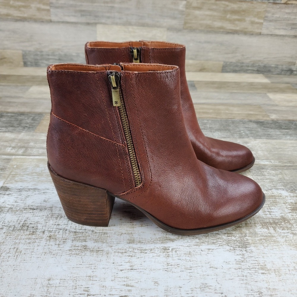 Lucky Brand Bamlea Womens Booties Boots Sz 10 M Reishi Leather Side Zipper